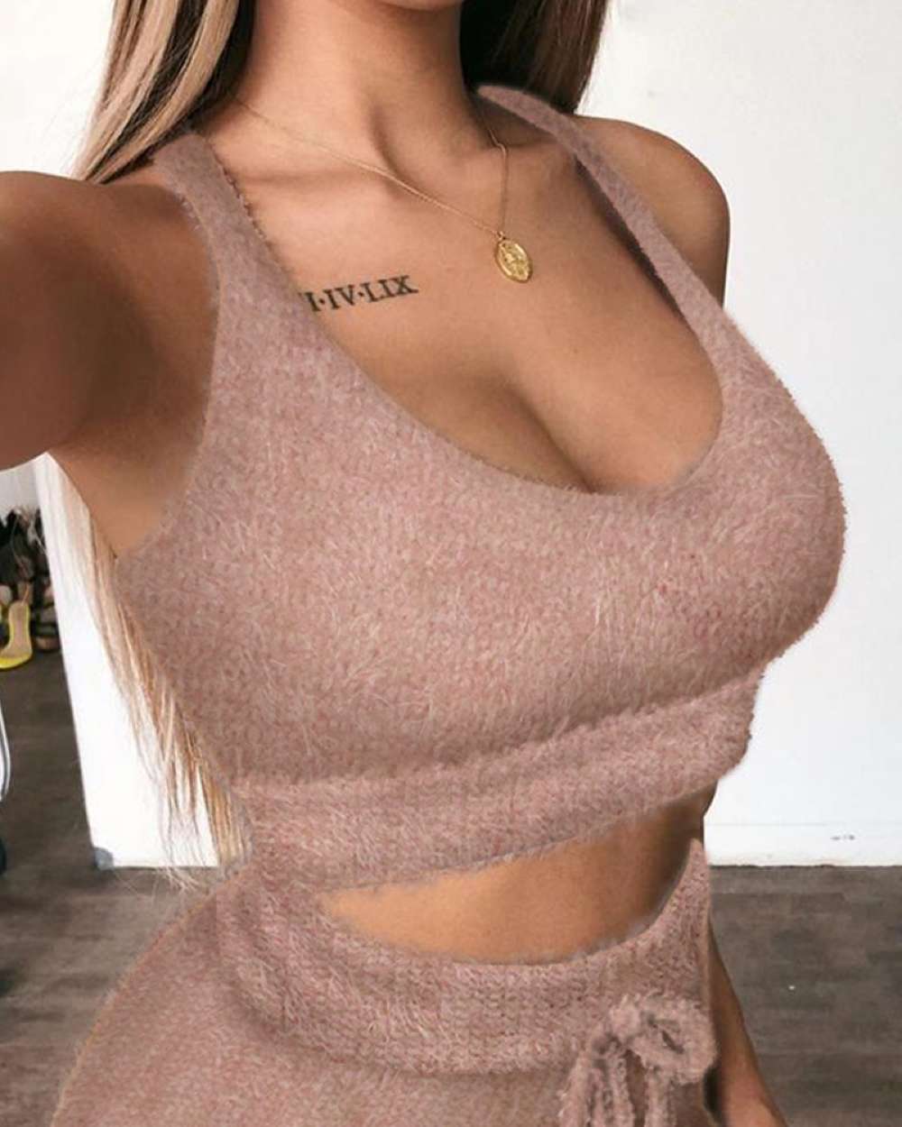 Fashion Combination - Wholesale Lounge Set - Women's - solid spaghetti strap crop top short set0