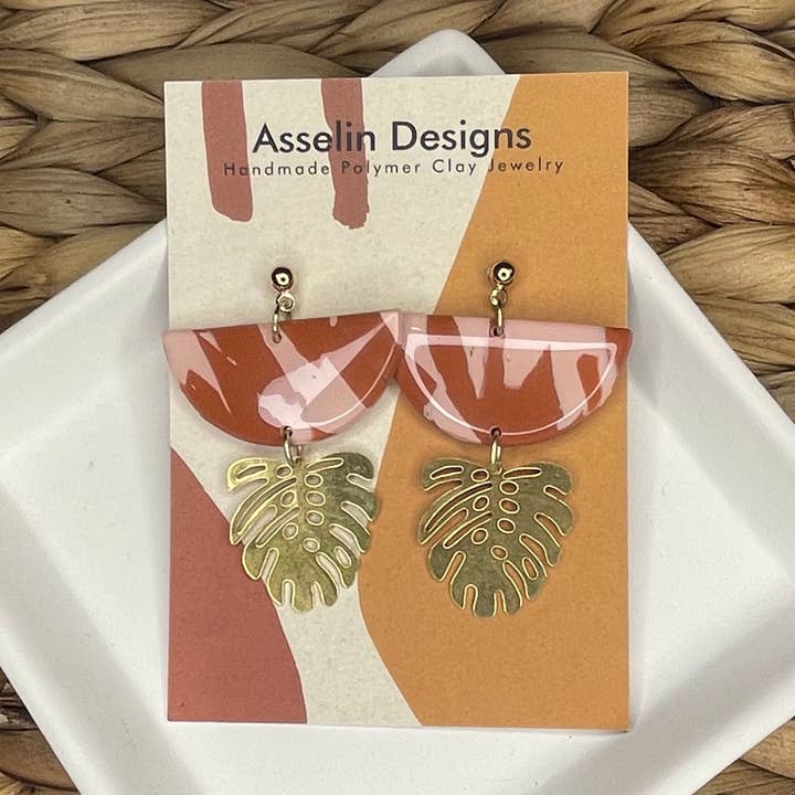 Monstera Leaf Dangles for wholesale by Asselin Designs