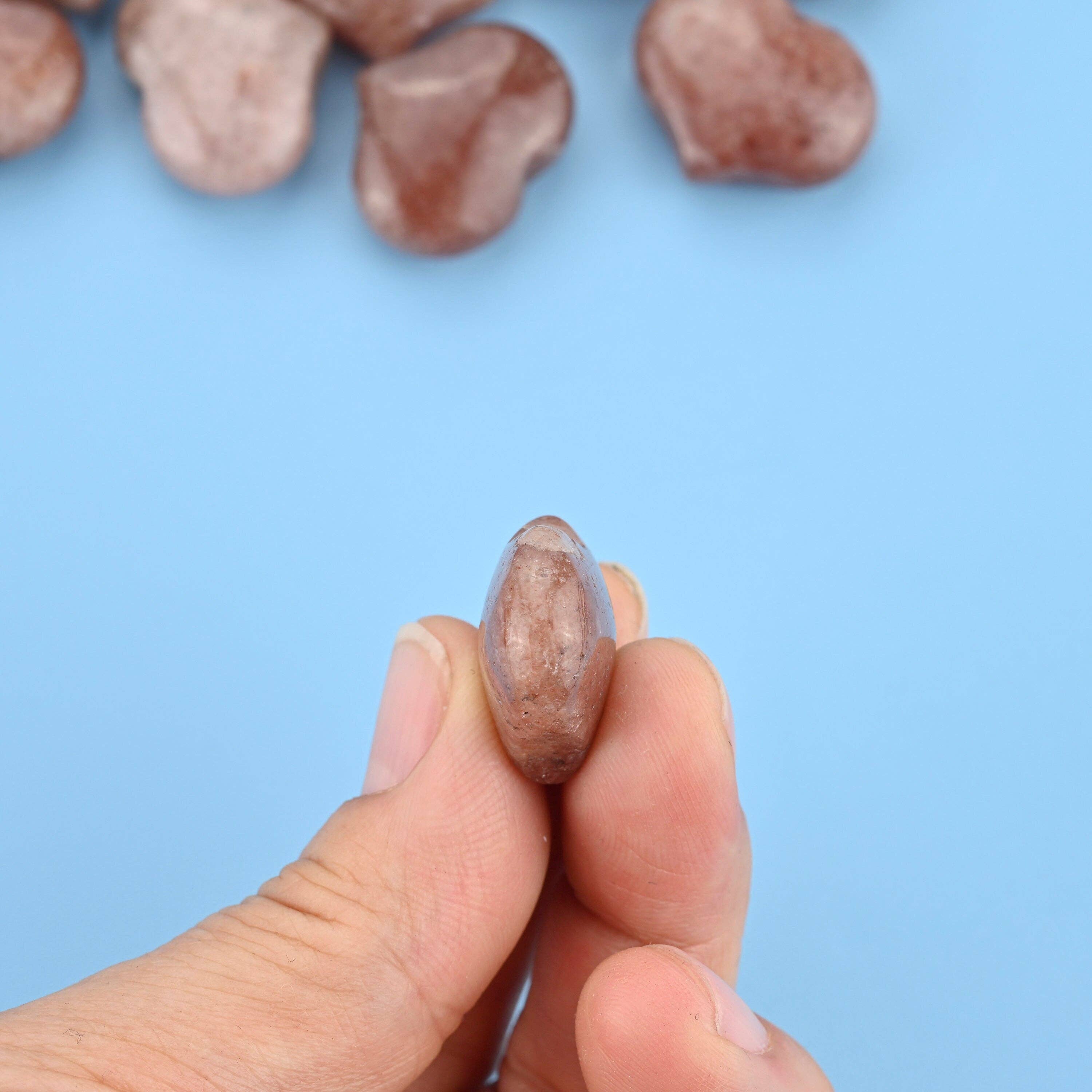 ilovebeadsusa - Vente Pierre et cristal de spiritualité - Pierre précieuse en forme de cœur gonflé sculptée en quartz fraise de 25 x 20 mm5