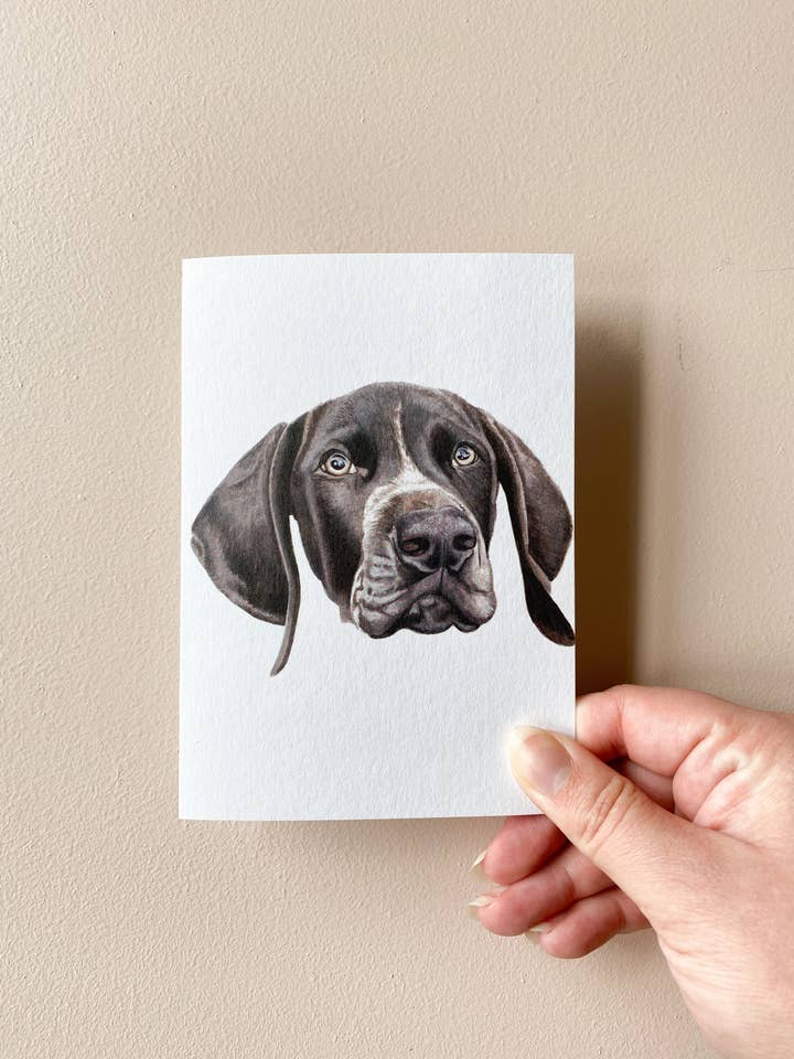 Dusty The German Shorthaired Pointer Card for wholesale by Annalise Paints