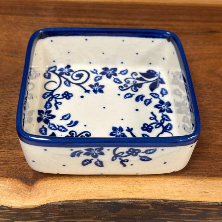 Ramekin, Square L - Blue Ivy for wholesale by Music City Polish Pottery