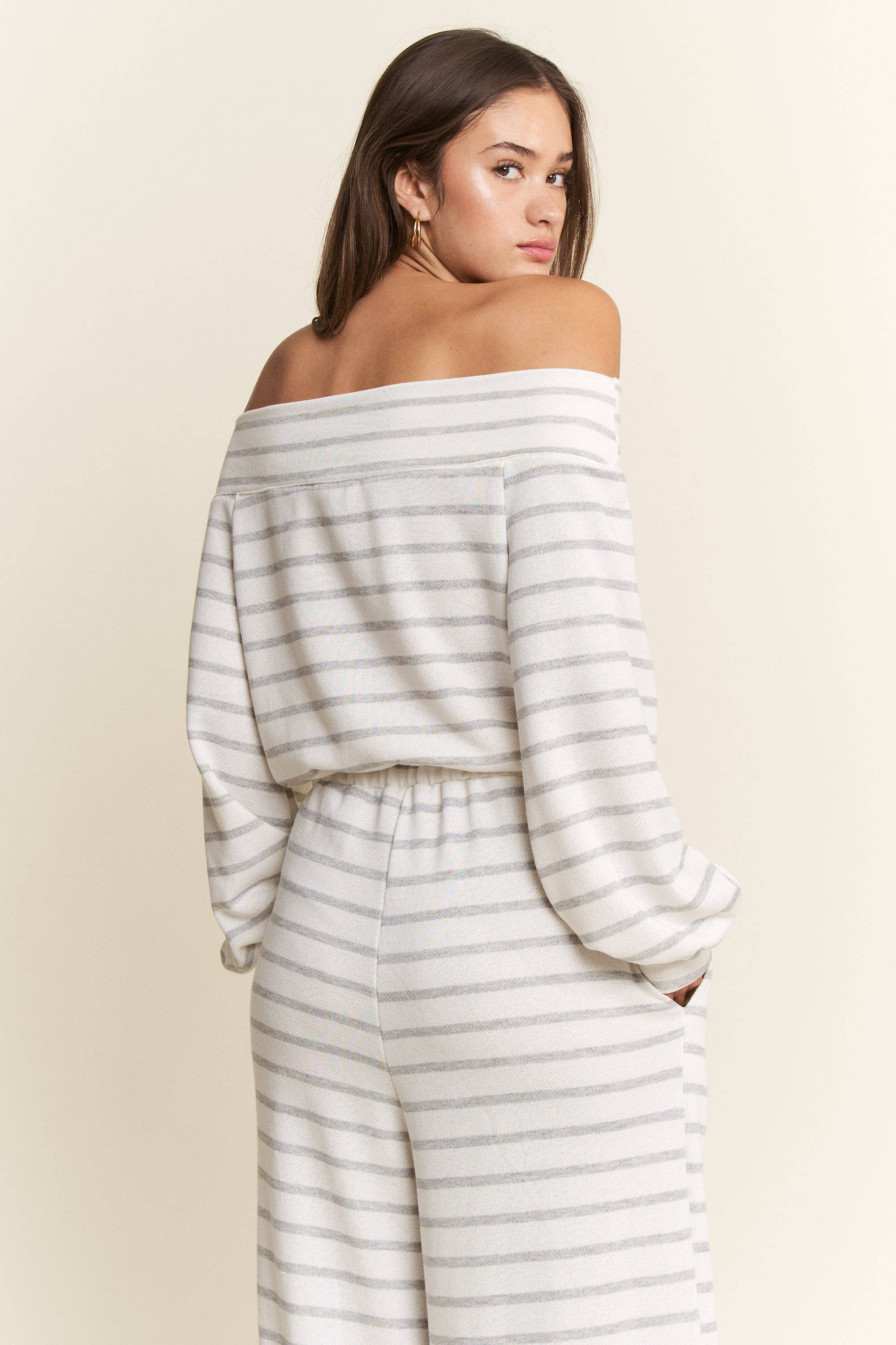 JADE BY JANE PLUS - Wholesale Jumpsuit - Women's - (PLUS SIZE) OFF-SHOULDER STRIPED TERRY JUMPSUIT19