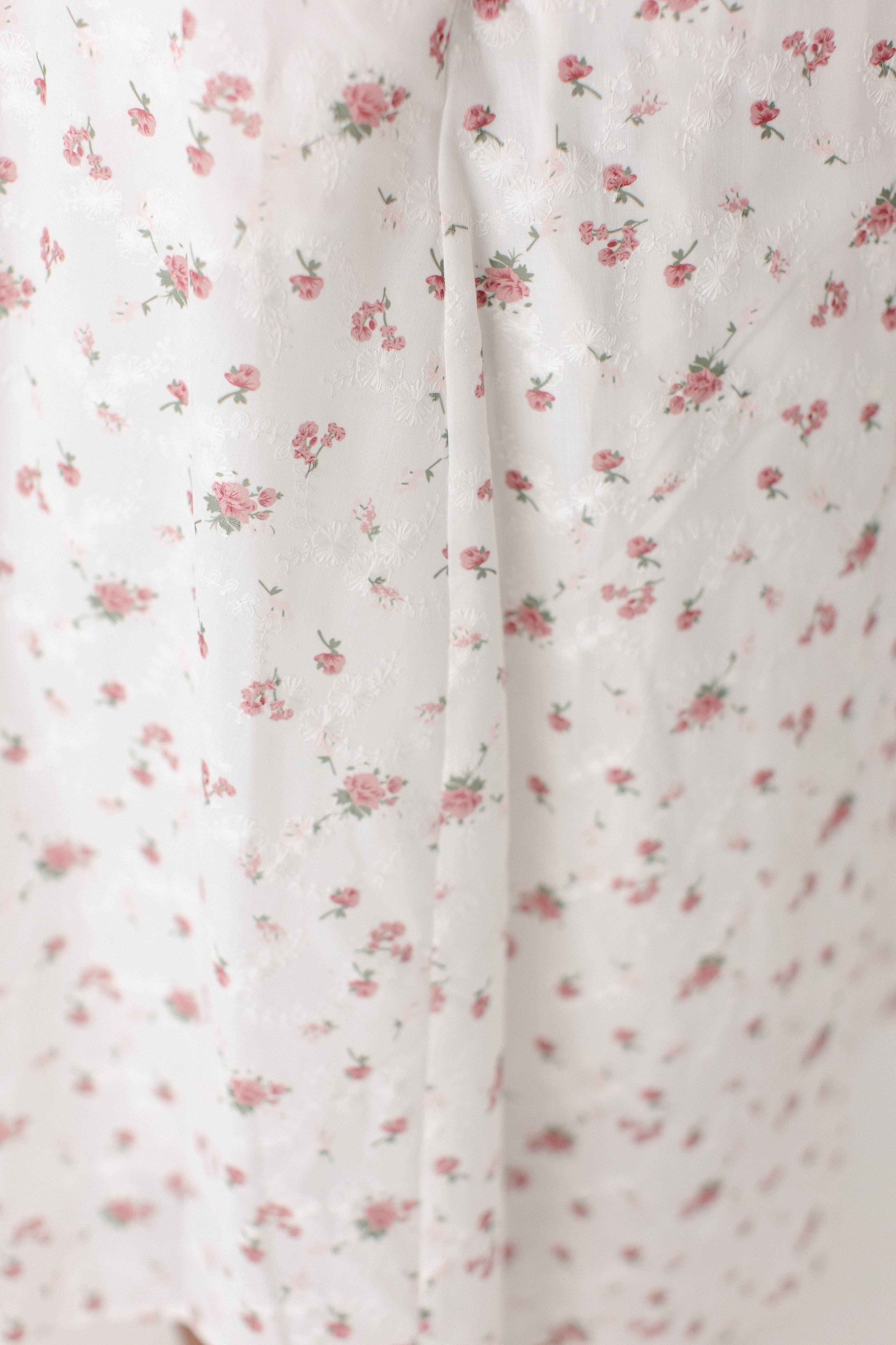 White 'Cynthia' Embroidered Floral Print Dress for wholesale on Faire10