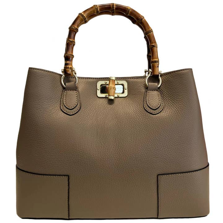 MODARNO - Wholesale Top Handle Bag - Women's - Modarno Women's Bag in Genuine Leather with Real Bamboo Hand7