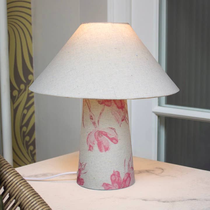 Pink Flora | Fabric Lamp | With Cone Shade | 31cm for wholesale by L. GLOW Home