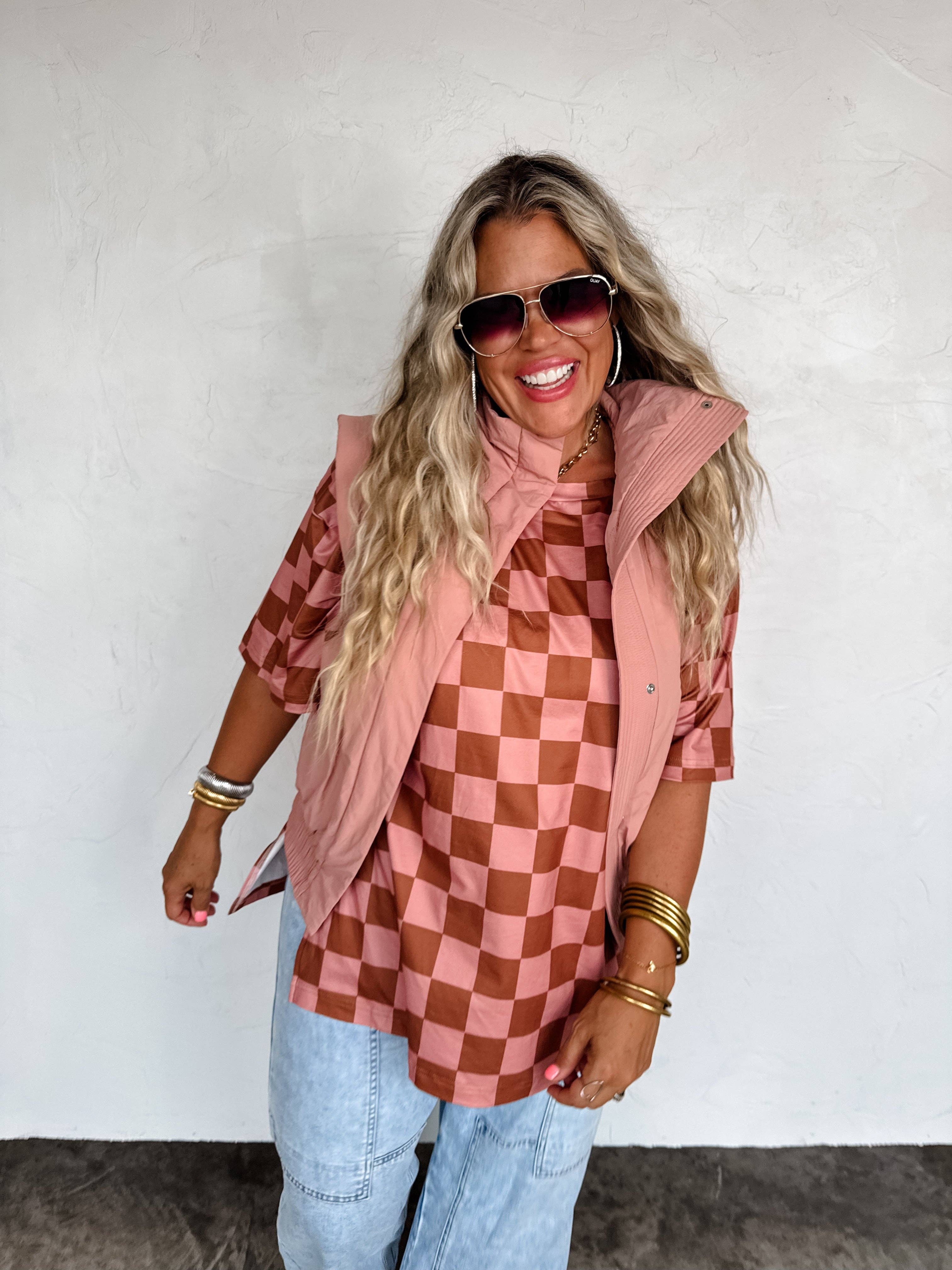 BLAKELEY - Wholesale Tunic - Women's - CHECK BABE SIDE SLIT TOP15