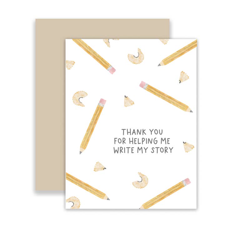 "Thank You for Helping Me Write My Story" Greeting Card for wholesale by Cross and Dot