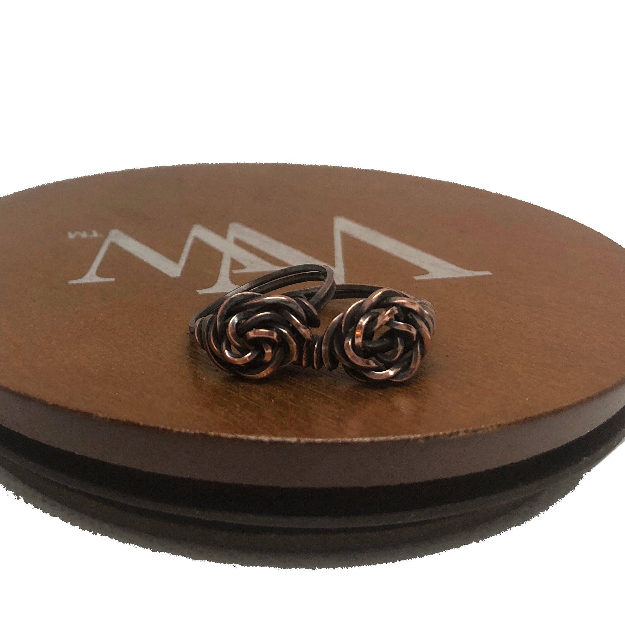 Handmade by Marlayna - Wholesale Band/Stacked Ring - Wire Wrapped Twisted Copper Rose Ring2