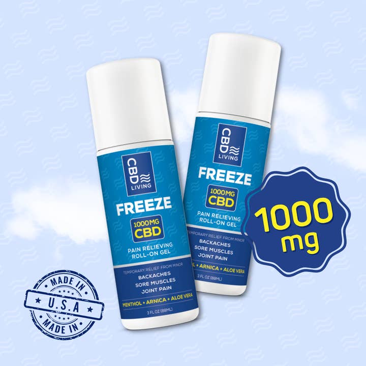 1000 mg CBD Freeze Roll On Topical - Muscle Pain Relief for wholesale by CBD Living