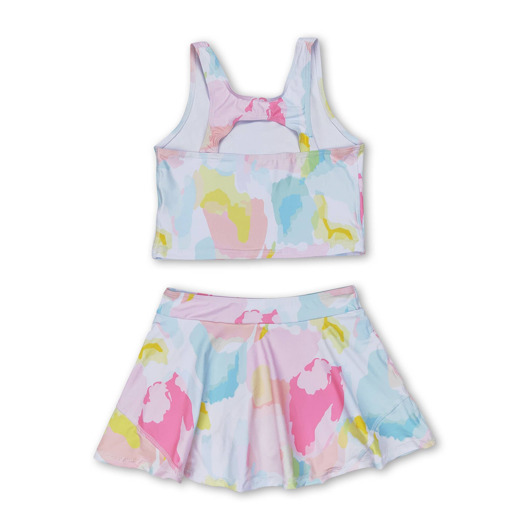 Yawoo Garments - Wholesale Top & Skirt Set - Kids - Sleeveless pink flower top skirt girls summer clothes4