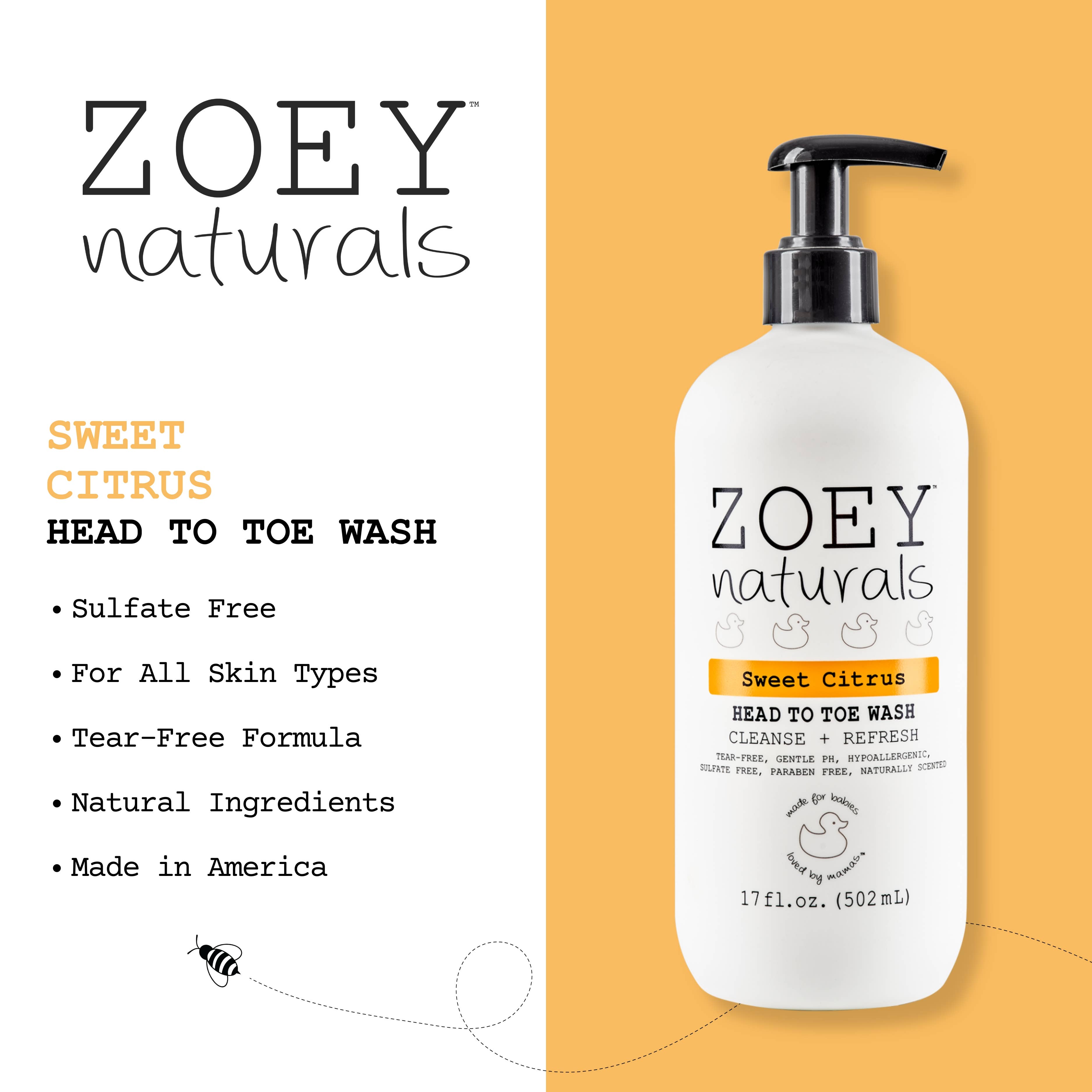 Zoey Naturals - Wholesale Body Wash/Shower Gel - Kids & Baby - Sweet Citrus Head to Toe Wash - 17oz7