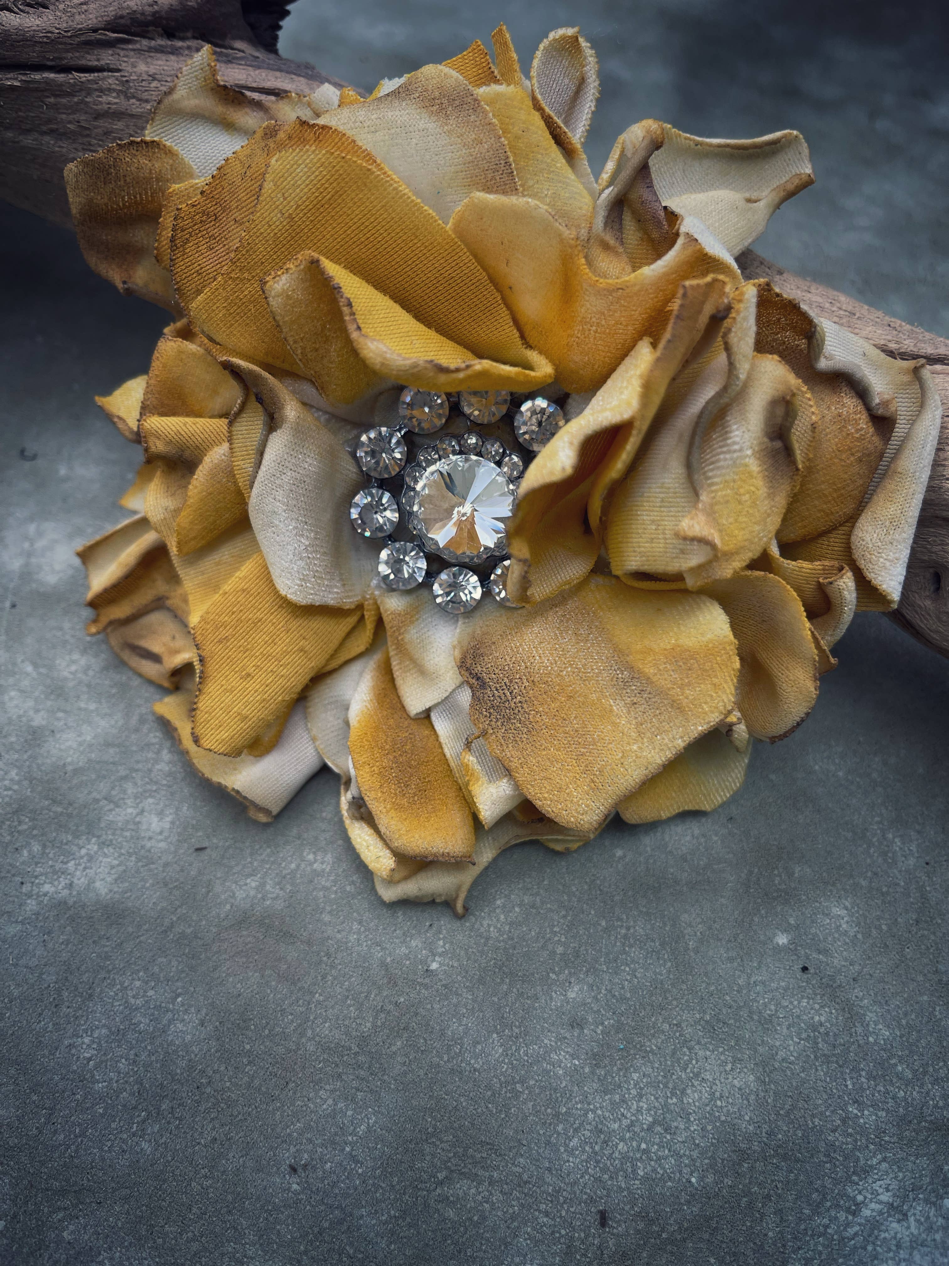 A Rare Bird Shop - Wholesale Brooch - Hand cut Mustard Vintage Velvet Pin1