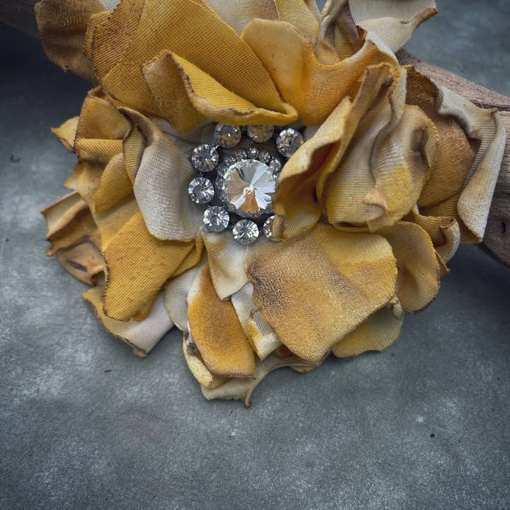 A Rare Bird Shop - Wholesale Brooch - Hand cut Mustard Vintage Velvet Pin1