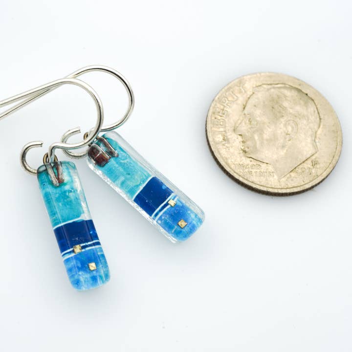Momo Glassworks - Wholesale Dangle Earrings - Blue Strata Bars1