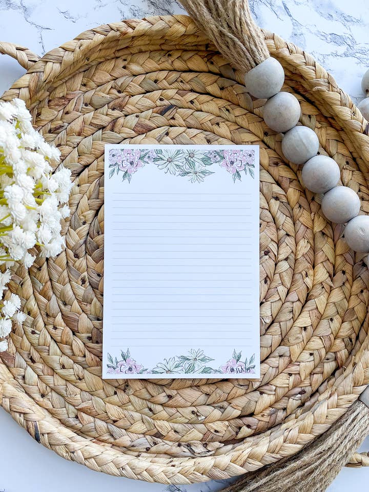 Dainty Floral Notepad 4" x 6" for wholesale by William Marie Designs