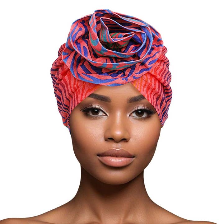 Turban vorgebunden Blume Pink Ombre Zebra für Damen für den Großhandel von PinktownUSA
