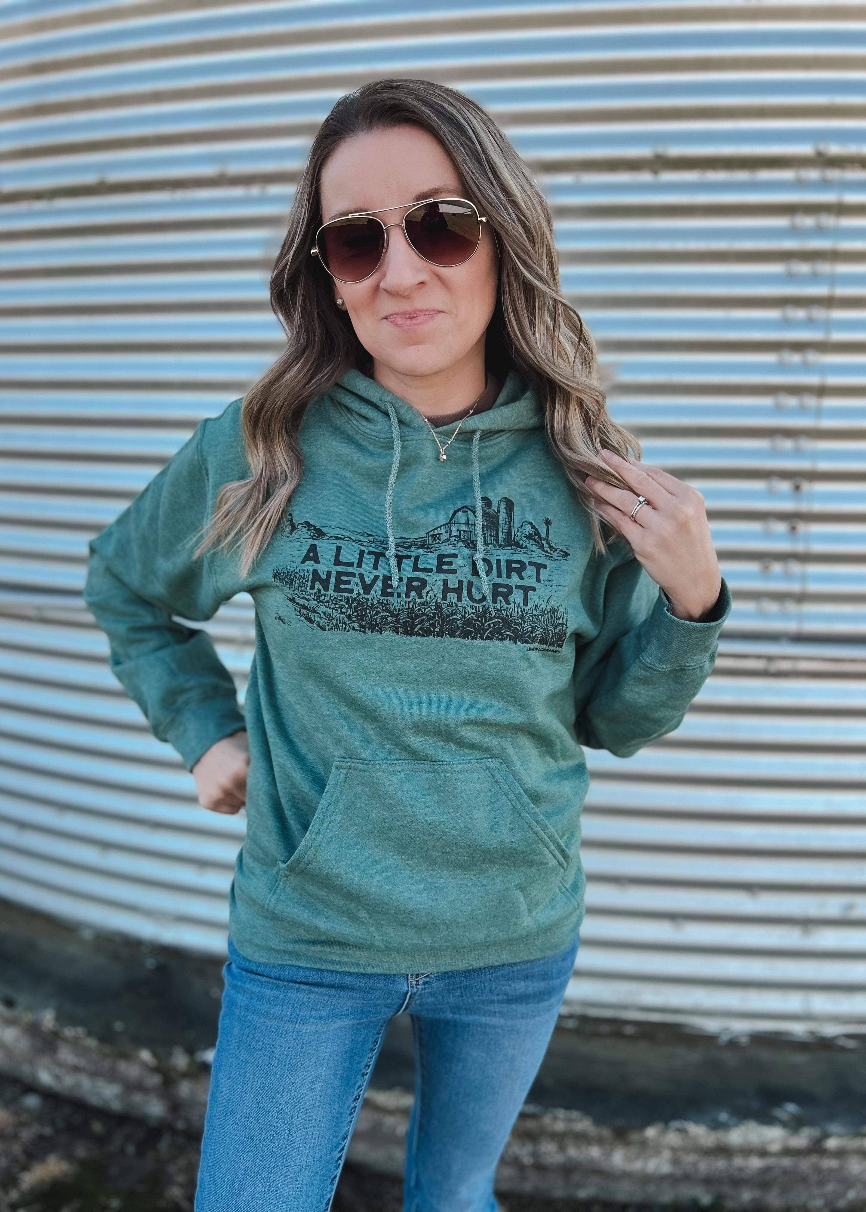 Grøn A LITTLE DIRT NEVER HURT - Heather Green hættetrøje for engroshandel på Faire4