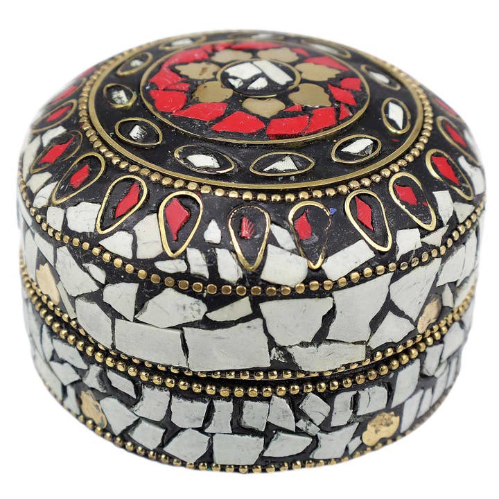 Jewelry box from India casket box mosaic model 13 for wholesale by Tribal Trade GmbH