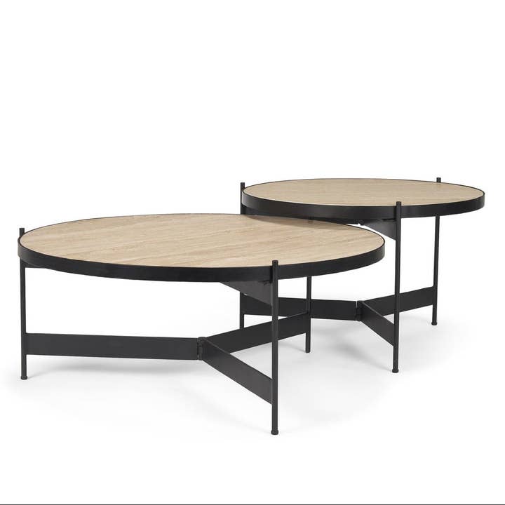 Wade Travertin Marmeren Salontafel 2-delig voor wholesale door LOOMLAN