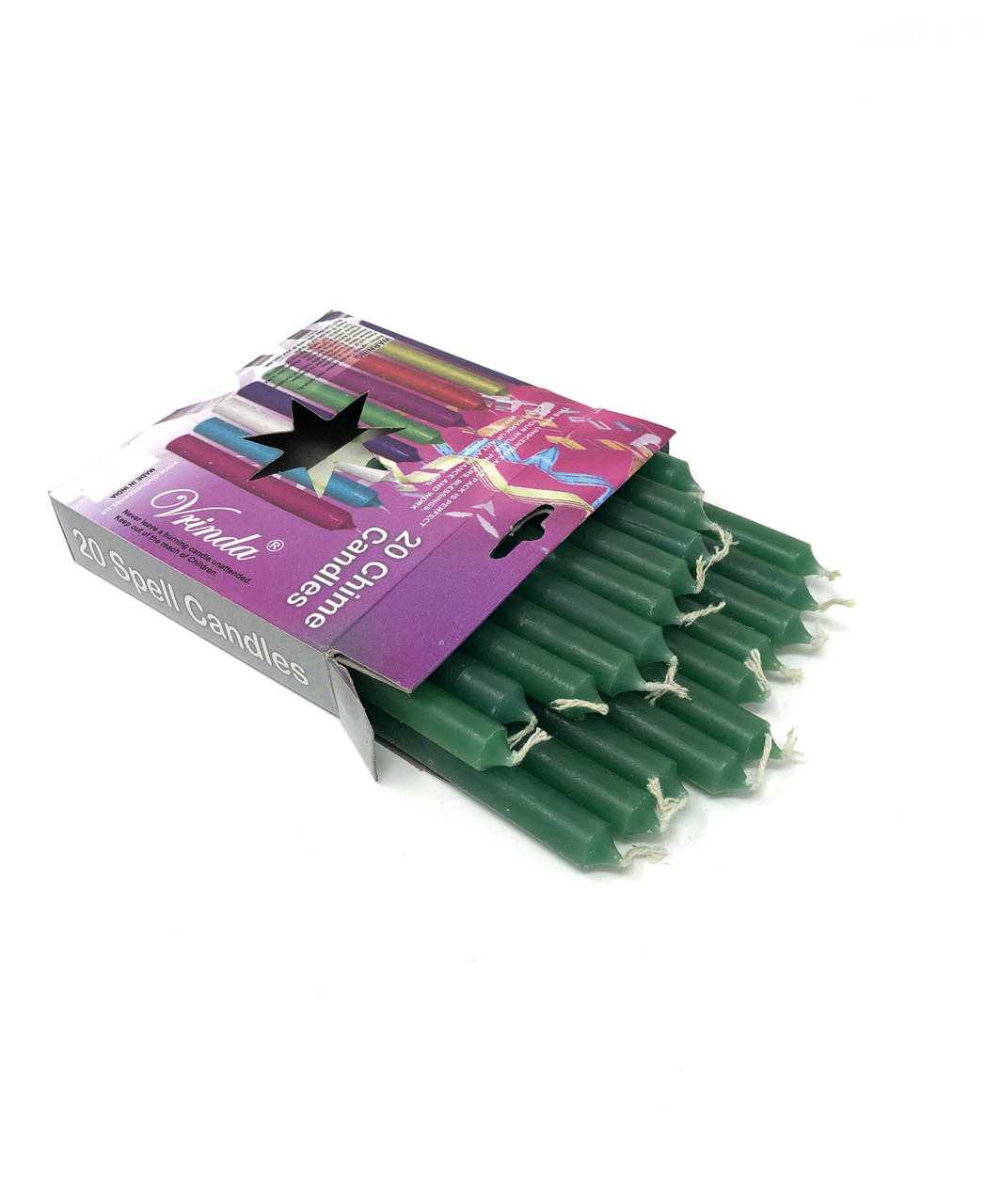 Vrinda - Wholesale Tapered Candle/Candlestick - 4''Chime/Spell candles(pack of 20) Green4