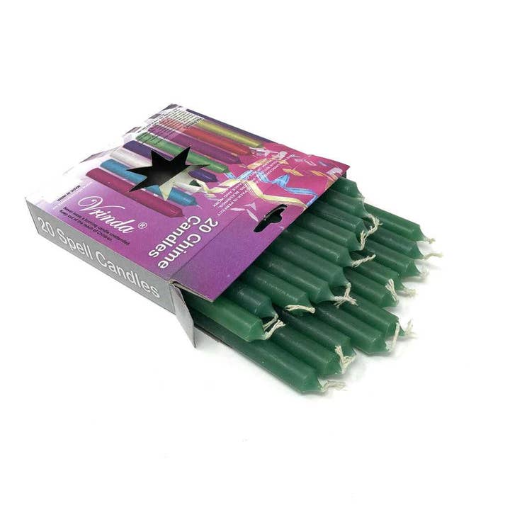 Vrinda - Wholesale Tapered Candle/Candlestick - 4''Chime/Spell candles(pack of 20) Green4