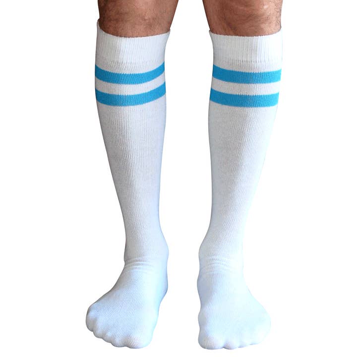 Chrissy's Socks - Wholesale Socks - Men's - White/Neon Blue Mens Tube Socks