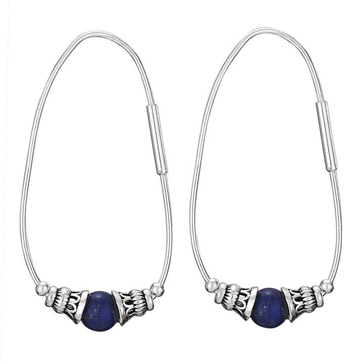 Tiger Mountain Jewelry - Venta al por mayor Pendientes de aro - Pendientes de aro de plata de ley y lapislázullo