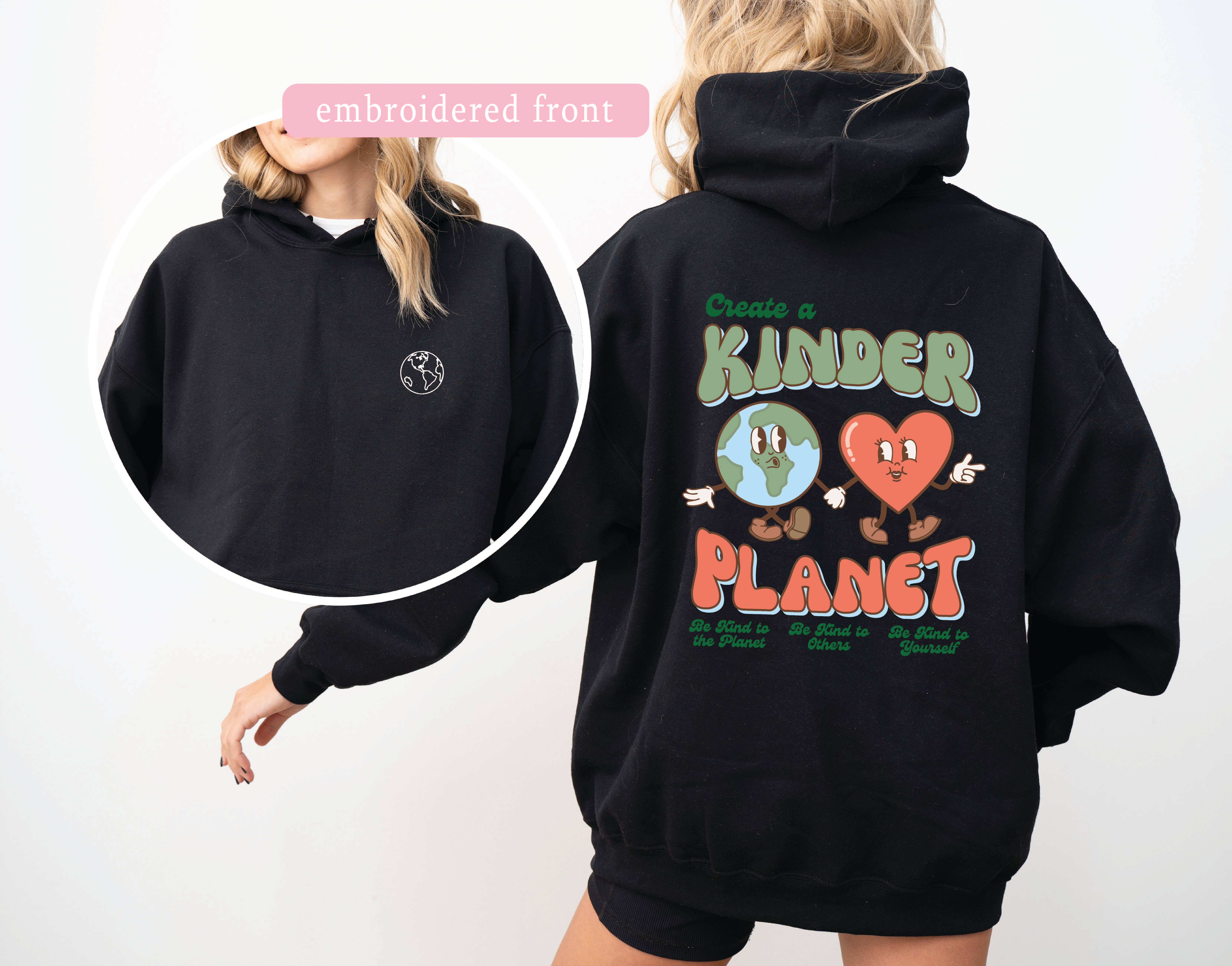 P E T I T R U E - Wholesale Hoodie - Women's - EMBROIDERED Hoodie Kinder Planet Earth Day Hood Sweatshirt2