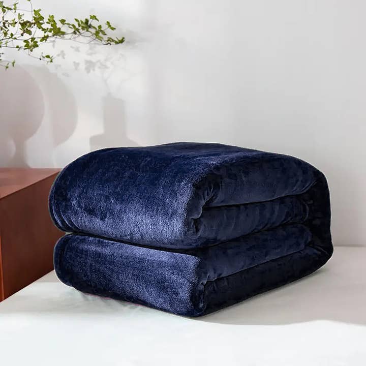 Navy Super Soft Plush Warm Cozy Bed Throw Flannel Blanket for wholesale by home mart goods