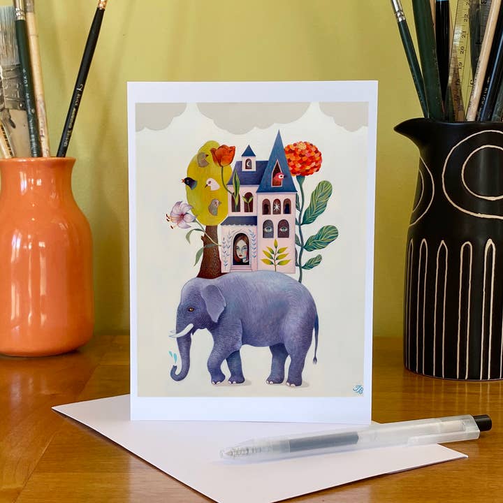 Isabelle Bryer Art - Wholesale Everyday Greeting Card - Remover of Obstacles - A7 Size Elephant Spiritual Art Card 2