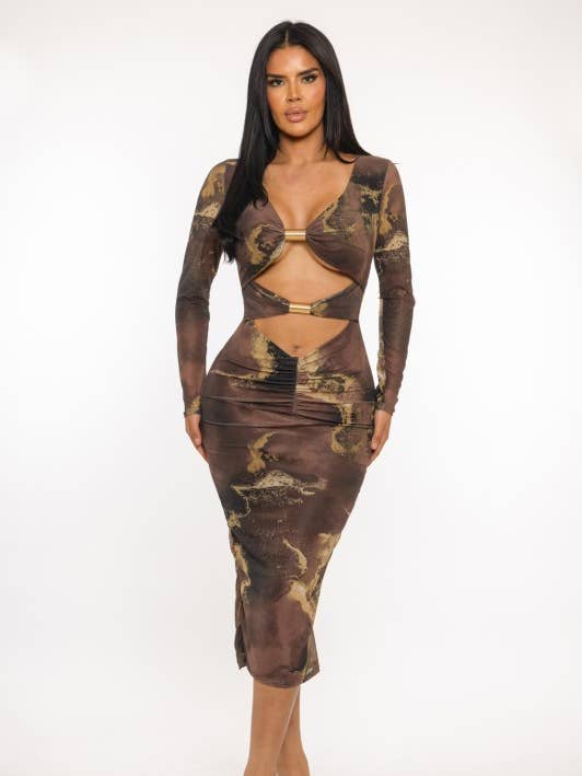 Brown ECLIPSE MIRAGE DRESS for wholesale on Faire0