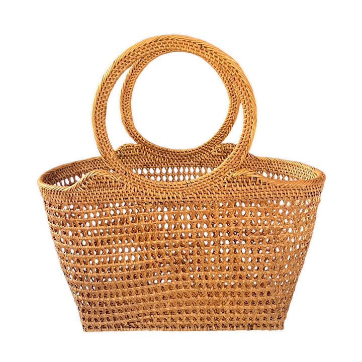 The Artisan and Company - Wholesale Beach Bag - Rattan Mesh Top Handle Tote0