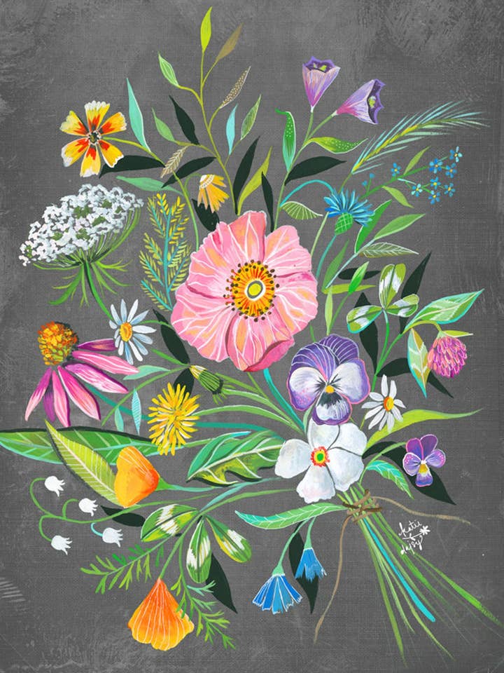 30 Year Bouquet Print for wholesale by Katie Daisy