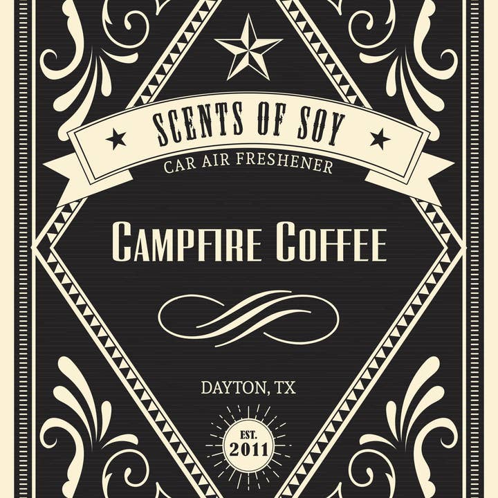 Campfire Coffee Rustic 2 Pack Car Air Freshener for wholesale by Scents Of Soy Candle Company