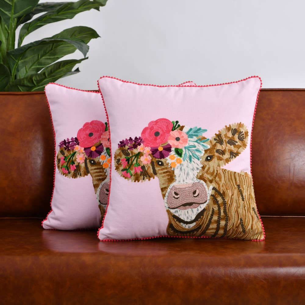 Karma Living - Wholesale Throw/Decorative Pillow - 2ABCC231054_PBFP Set/2 MOOO COW  CUSHION 18x183