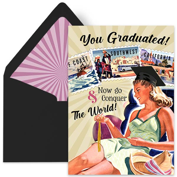 Mod Lounge Paper Company - Wholesale Graduation card - Graduate Go Conquer The World Card1