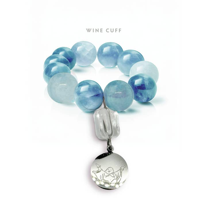 Aquamarin-Weinflaschen-Manschette für den Großhandel von Vino Vibe