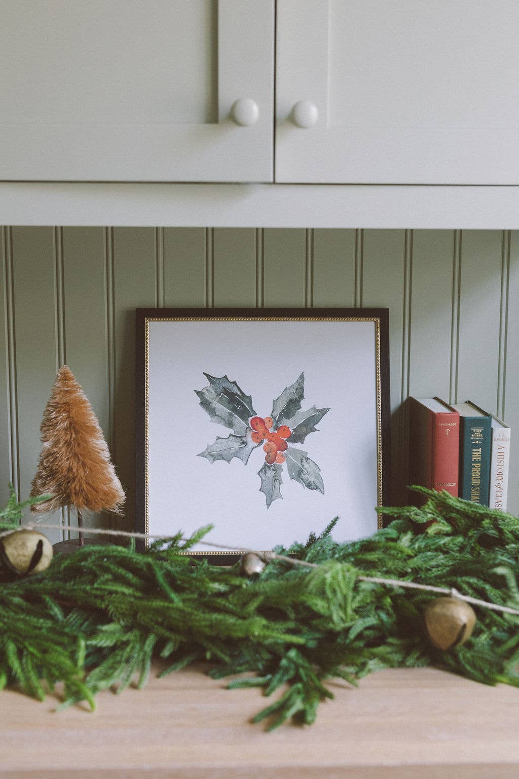 Petal Lane Home - Wholesale Christmas Wall Art - Holly Leaves Framed Antique Art4