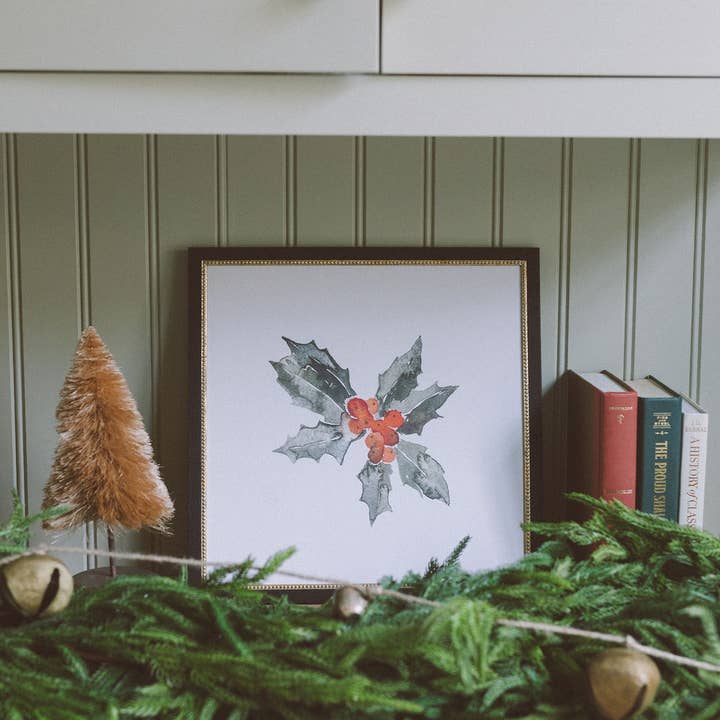 Petal Lane Home - Wholesale Christmas Wall Art - Holly Leaves Framed Antique Art4