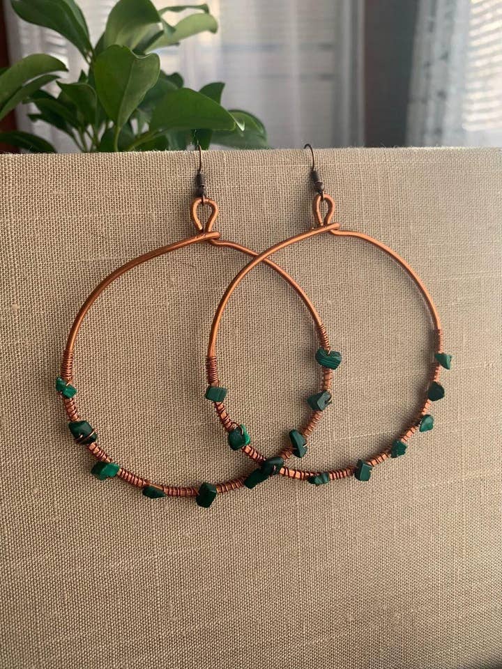 Malachite hoops for wholesale by Twisted Rose Metal