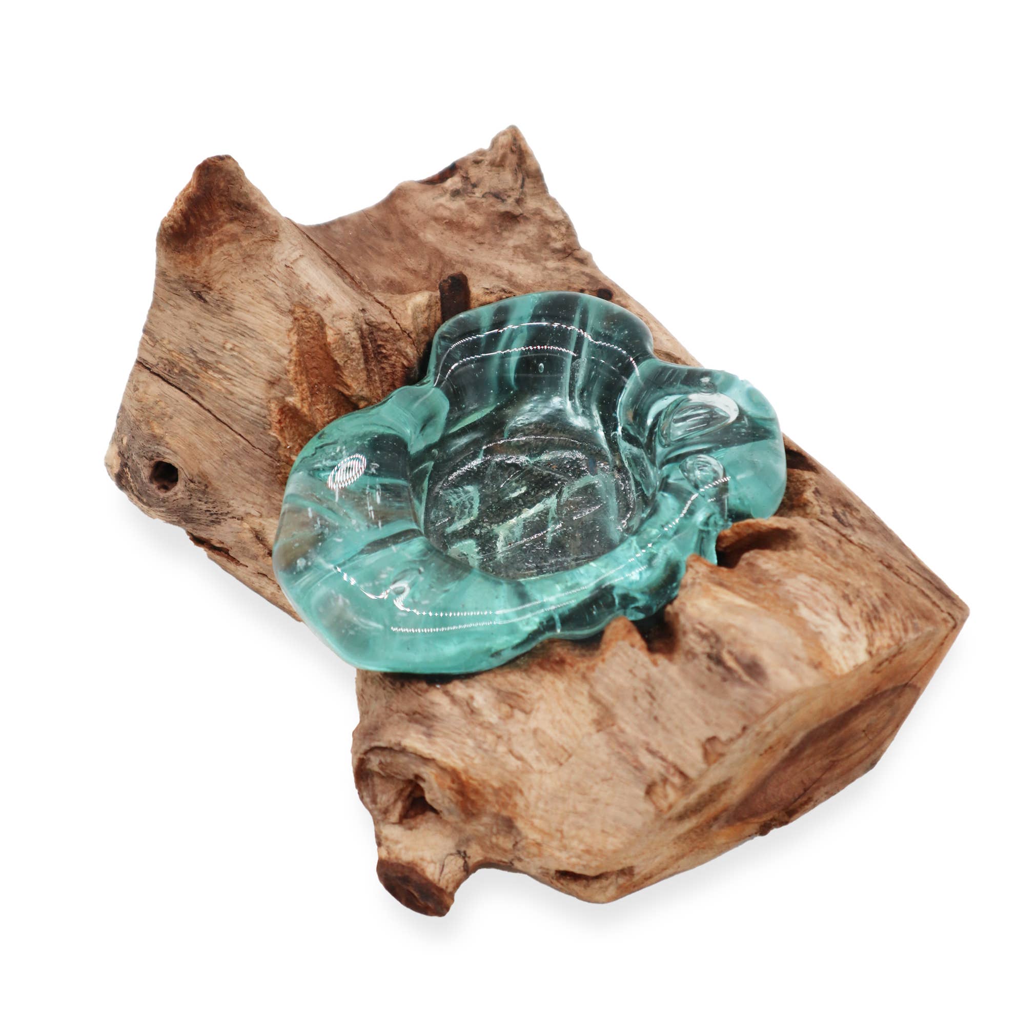 Ancient Wisdom – wholesale Candle holder – Molten Glass Candle Single Holder on Wood2