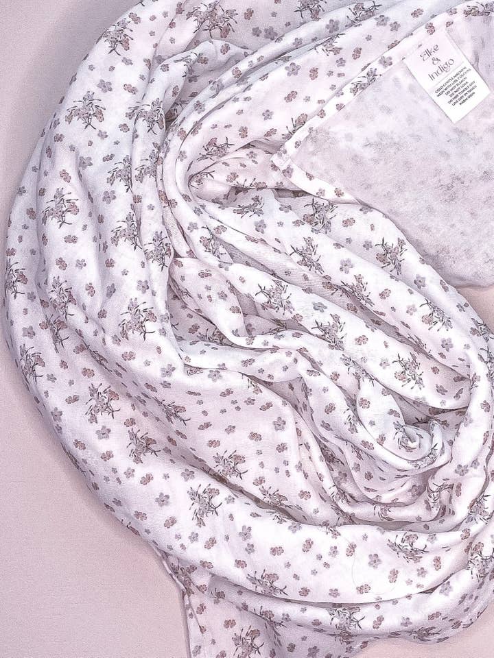 Organic Cotton Muslin Wrap - Vanilla Bouquet for wholesale by Elke & Indigo