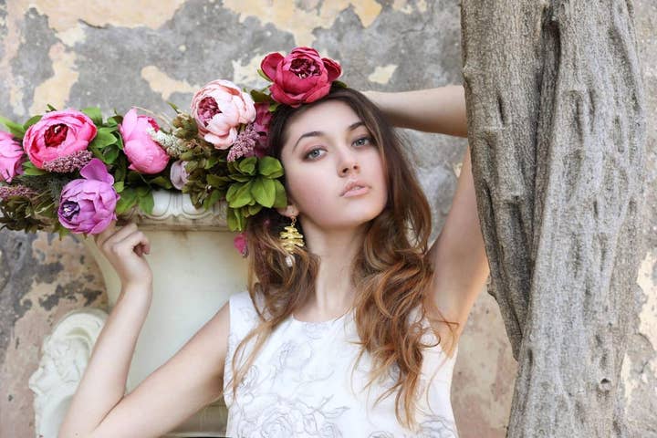 white pink lace Capucine Wedding Dress for wholesale on Faire3