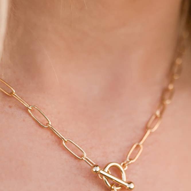 Gold Saints Toggle Front Chain Link Necklace for wholesale on Faire0