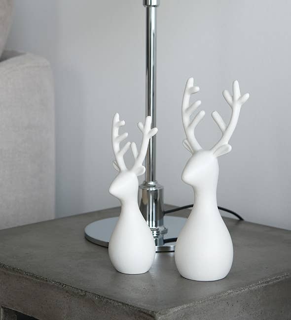 Lübech Living - Wholesale Christmas Decoration - s/2 OOhh Deer sandy finish, White0