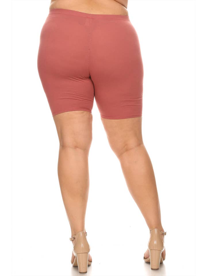 MOA COLLECTION - Wholesale Athletic Shorts - Women's - Women's Plus Size Casual Solid Biker Shorts (Open Pack)3