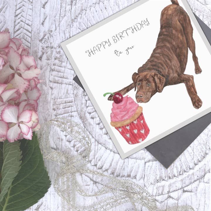 'Happy Birthday to you' Cupcake and Cream dog card for wholesale by Utterly Conkers