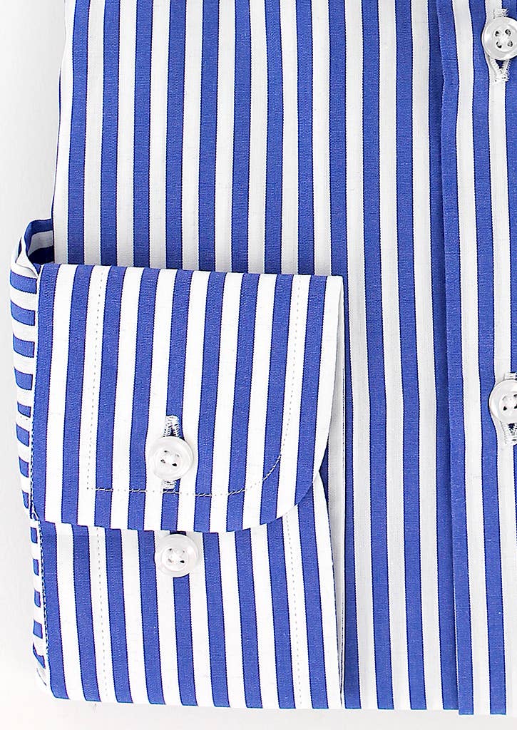 Cotton Park - Vendita all'ingrosso Camicia button down - Uomo - Camicia a righe sottili blu per uomo3