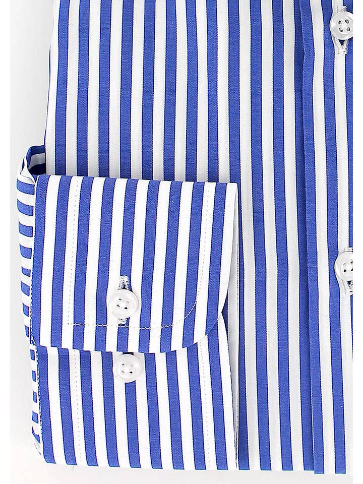 Cotton Park - Vendita all'ingrosso Camicia button down - Uomo - Camicia a righe sottili blu per uomo3