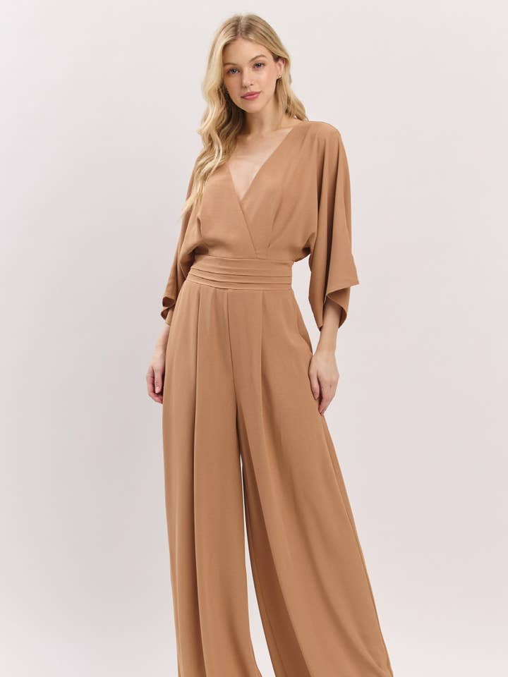 Kimono Jump-suit HR1914-KHAKI for wholesale by B I G H I T Fashion